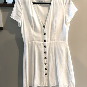 White, v-neck button down dress. Size L